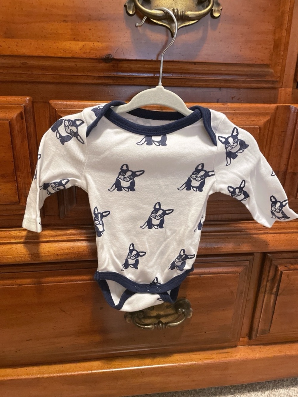 Monica & Andy Navy Frenchie Dog Set Size Newborn Baby Boy